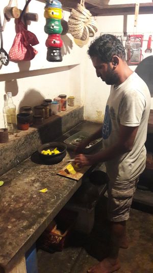 The chef at work at Welle Gedara Homestay & Cooking in Weligama