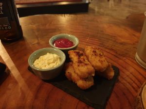 Chickn nuggets for 2.95€ mayo and ketchup included at Apuro Vegan Bar in Porto