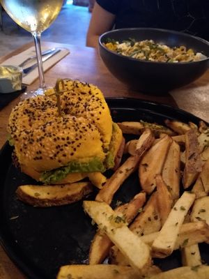 Black bean burger at Apuro Vegan Bar in Porto