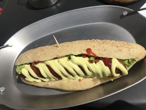 Best hot dog ever at Apuro Vegan Bar in Porto