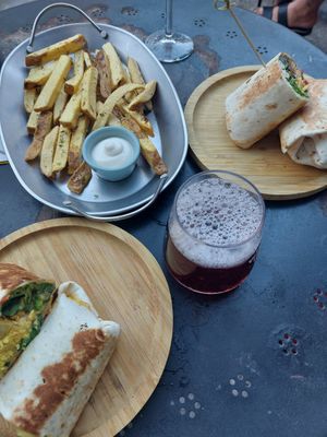 + fries and aioli at Apuro Vegan Bar in Porto