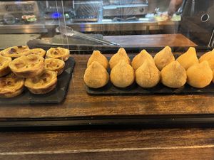 Coxinhas e pastéis de nata  at Apuro Vegan Bar in Porto