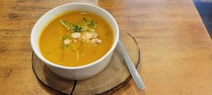 Pumpkin & Carrot Soup at Apuro Vegan Bar in Porto