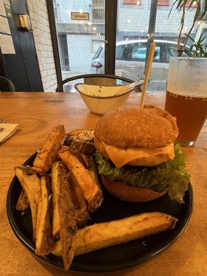 No chicken burger  at Apuro Vegan Bar in Porto