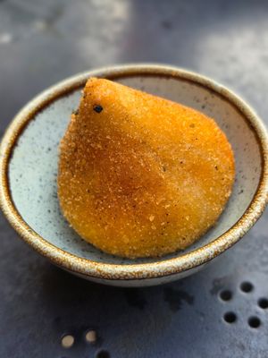Coxinha with seitan and chourizo at Apuro Vegan Bar in Porto