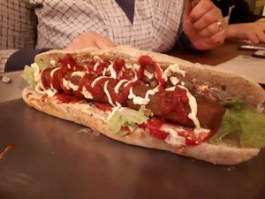 Hot dog at Apuro Vegan Bar in Porto