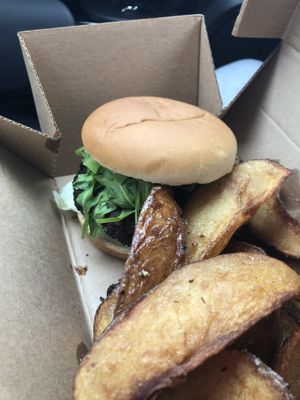 Charlotte burger and chips  at Ivy House in Sunderland