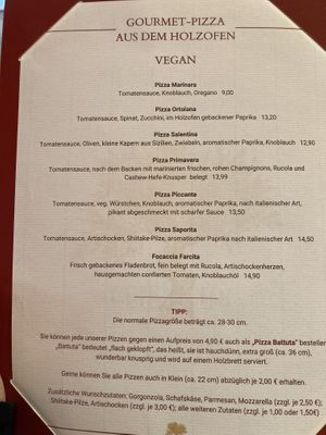 Speisekarte  at Olivo d'Oro in Marktheidenfeld-altfeld