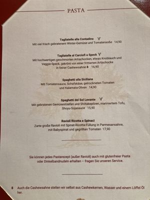 Speisekarte  at Olivo d'Oro in Marktheidenfeld-altfeld