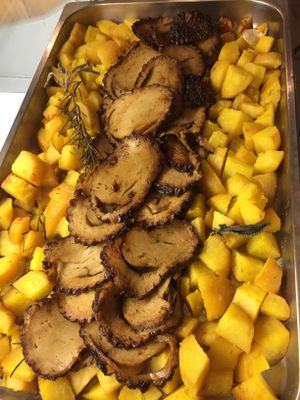 Seitan with potatoes  at Come a Casa in Milan