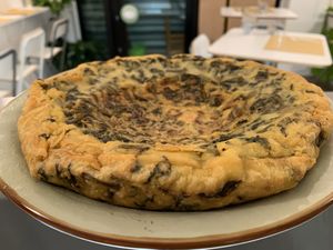 Omelette (chickpeas) with spinach  at Come a Casa in Milan