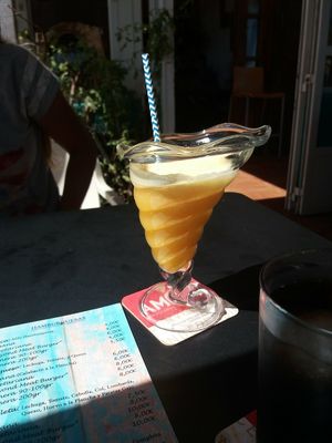 home made orange juice at El Nido Veggie Friendly in Mojacar