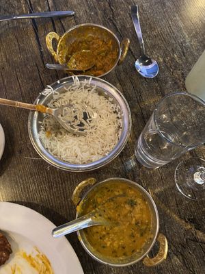 Vege korma (top) and dal tadka   at Bolina Sweets and Indian Restaurant in Christchurch