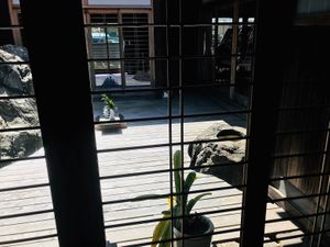 nice view of the deck from the indoor seats at TSUNAGORO in Yokohama