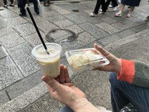 Buns and the drink  at Tofu Manjyu Okutan Kiyomizu in Kyoto