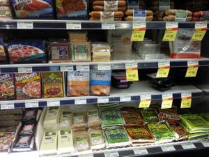 vegan meats and vegan cheese at Whole Foods Market - Robson in Vancouver