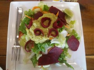 salad at Nireas Healthy Haven in Palolem