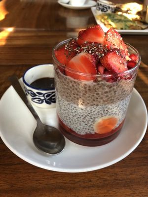 chia pudding at Nireas Healthy Haven in Palolem