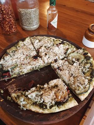 Vegan Pesto Pizza!!  at Nireas Healthy Haven in Palolem