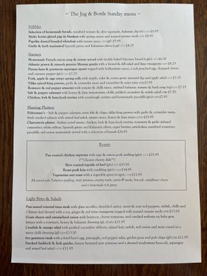 Sunday menu 31/08/2022  at The Jug and Bottle  in Heswall