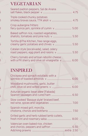 Some options under the inspired section also at The Tapas Kitchen  in West Kirby