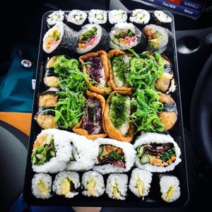 YO! Sushi Vegan Box
Inari Nigiri | Kaiso Nigiri | Cucumber Maki | Harusame Aubergine Nigiri |Avocado Maki | plus 2 different types of large rolls. at YO! Sushi in Cheltenham