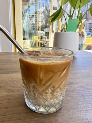 Iced oat latte   at Perk Cafe in Inverness