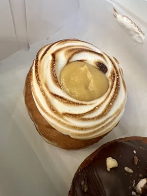 March vegan doughnut with lemon meringue   at Perk Cafe in Inverness