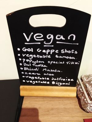 Some of the vegan options available  at Popadom in Chatham