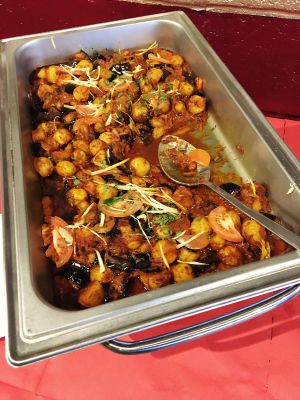 Buffet, aubergine and potato at Popadom in Chatham