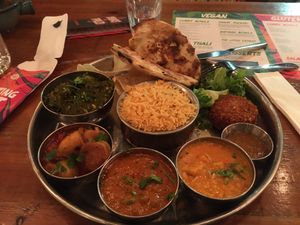 Thali with Saag curry  at Tamatanga in Birmingham