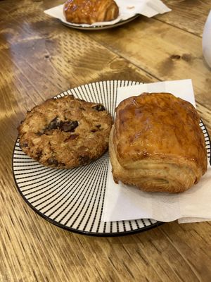 Oat cookie and pain au chocolat   at Maison Mulnati in Penticton