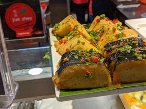 Vegan fried fish with sour plum at Jiak Zhey 吃斋 - White Sands in East Singapore