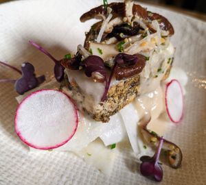 Course 3 - Mushroom tofu at L'Orygine in Quebec