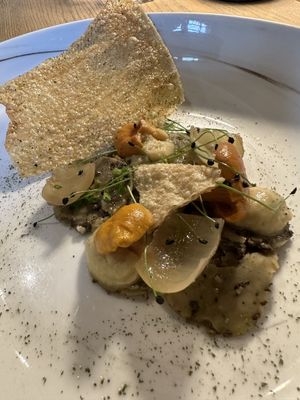 mushroom dish at L'Orygine in Quebec