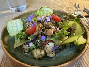 eggplant salad at L'Orygine in Quebec