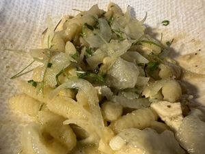 pasta with tofu at L'Orygine in Quebec