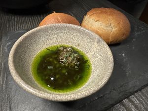 2nd course: pumpkin bread  at L'Orygine in Quebec