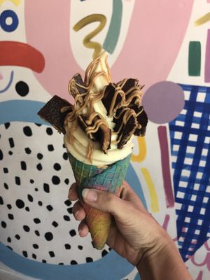 Amazing peanut butter cup chips and pb sauce in banana ice cream  #Veganuary at MN Nice Cream in Minneapolis