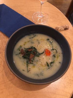 Seriously delicious potato and kale soup at Newport in Tokyo