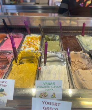 Vegan pistachio ice cream  at Belfiore Gelato e Cioccolato in Siracusa