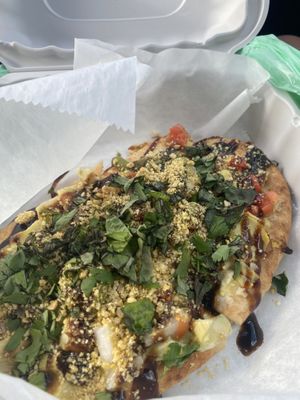 Pesto Artichoke flatbread - so yummy!   at Revelations Cafe in Lutz