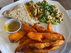 Vegan Scramble w/ Sweet Potato  at Revelations Cafe in Lutz