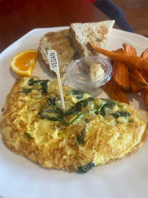 Vegan Greek Omelet at Revelations Cafe in Lutz