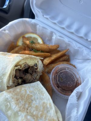 Vegan breakfast burrito  at Revelations Cafe in Lutz