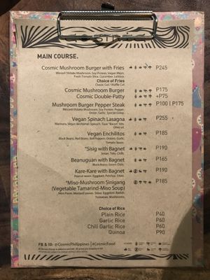 Menu page 3 at Cosmic - Poblacion in Makati