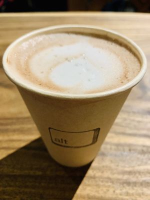 Hot choc with cashew milk  at Cosmic - Poblacion in Makati