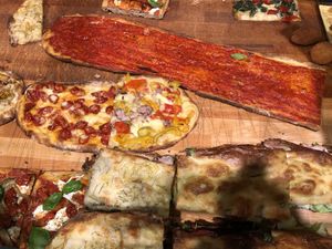 Lots of veggie pizza choices at Antico Forno Roscioli in Rome