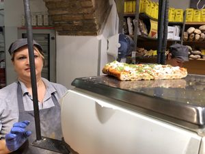 Pizza by weight at Antico Forno Roscioli in Rome
