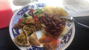 vegan options from the buffet line  at Shahi in Valencia